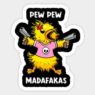 Feathered Firepower: The Quacktastic PEW PEW Duck Design Sticker